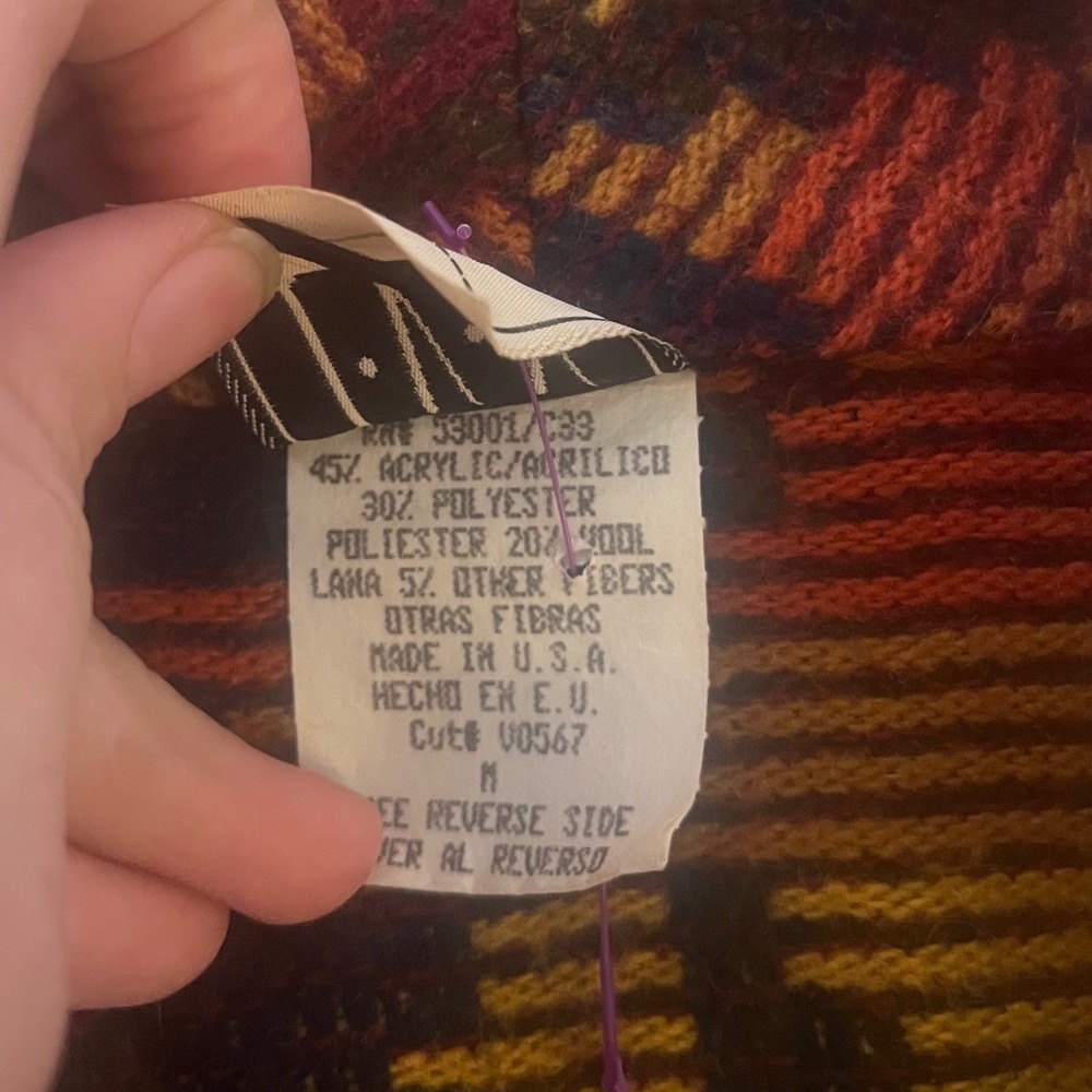 Vintage Women's Western Aztec‎ Woven Cropped Blanket Jacket-  Size M - Picture 5 of 8